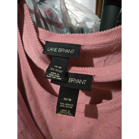 Lane Bryant Womens Pink Cardigan Tank Matching Set Size 14/16 Dainty Feminine - Picture 6 of 11